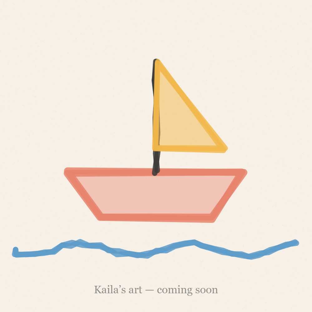 Placeholder crayon drawing — Kaila’s art coming soon